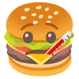hamburger and face with thermometer