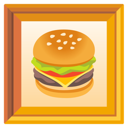 hamburger and framed picture