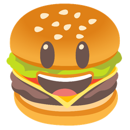 Hamburger and Grinning face with big eyes