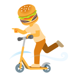 hamburger and kick scooter