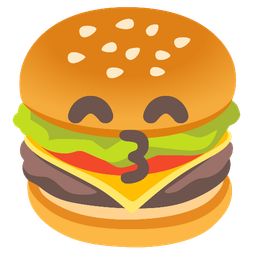 Hamburger and Kissing face with smiling eyes
