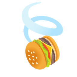 hamburger and leaf fluttering in wind