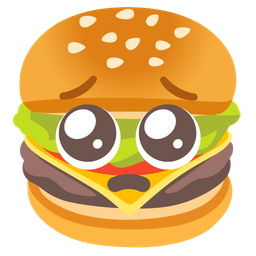 hamburger and pleading face