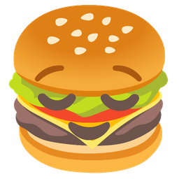 hamburger and relieved face