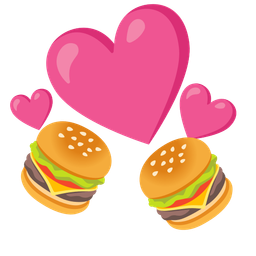 hamburger and revolving hearts