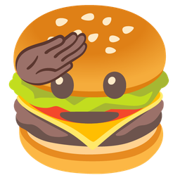hamburger and saluting face