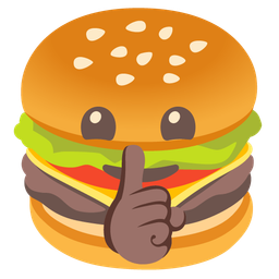 hamburger and shushing face