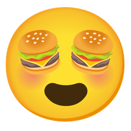 Hamburger and Smiling face with heart-eyes