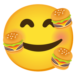 Hamburger and Smiling face with hearts