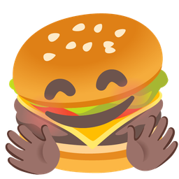 Hamburger and Smiling face with open hands