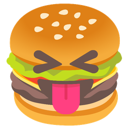 Hamburger and Squinting face with tongue