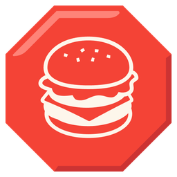 hamburger and stop sign