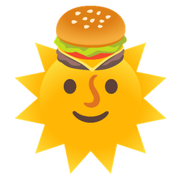 hamburger and sun with face