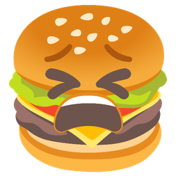 hamburger and tired face