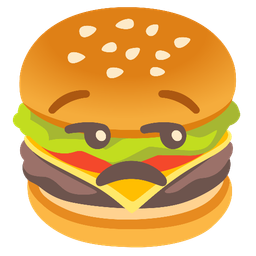 hamburger and unamused face