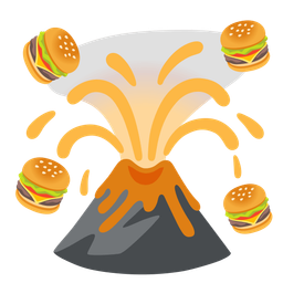 hamburger and volcano