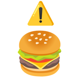 hamburger and warning