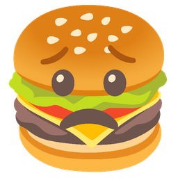 hamburger and worried face