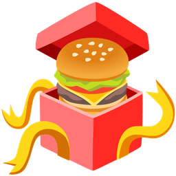 hamburger and wrapped gift