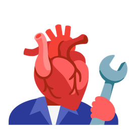 hammer and wrench and anatomical heart