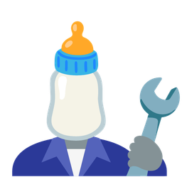 hammer and wrench and baby bottle