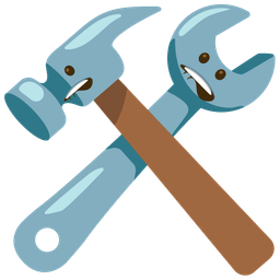 hammer and wrench and biting lip