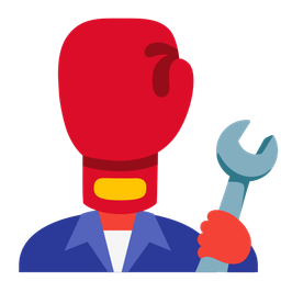 hammer and wrench and boxing glove