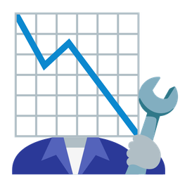 hammer and wrench and chart decreasing