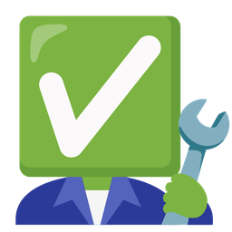 hammer and wrench and check mark button