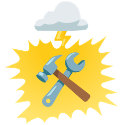 hammer and wrench and cloud with lightning
