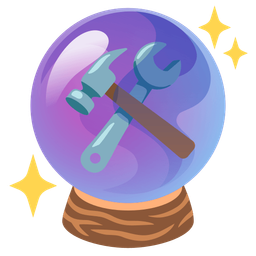 hammer and wrench and crystal ball