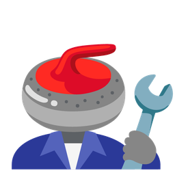 hammer and wrench and curling stone