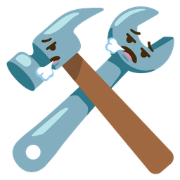 hammer and wrench and face exhaling