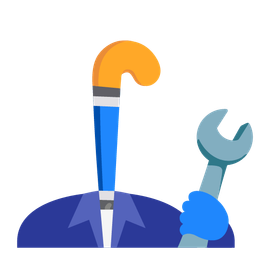 hammer and wrench and field hockey