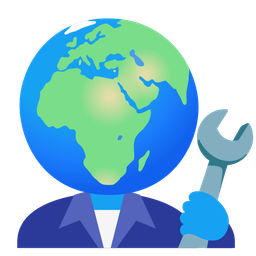 hammer and wrench and globe showing Europe-Africa