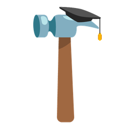 hammer and wrench and graduation cap
