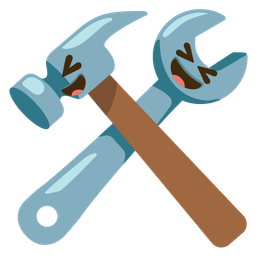 Hammer and wrench and Grinning squinting face
