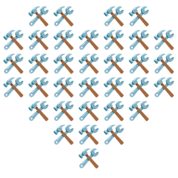 hammer and wrench and heart suit