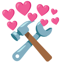hammer and wrench and heart with arrow