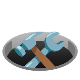 hammer and wrench and hole