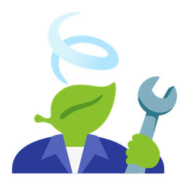 hammer and wrench and leaf fluttering in wind