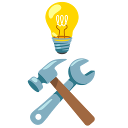 hammer and wrench and light bulb