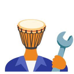 hammer and wrench and long drum