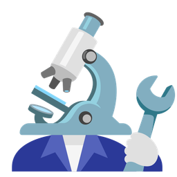 hammer and wrench and microscope