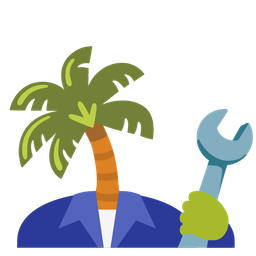 hammer and wrench and palm tree