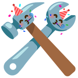 hammer and wrench and partying face