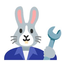 hammer and wrench and rabbit face