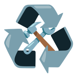 hammer and wrench and recycling symbol