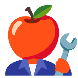 hammer and wrench and red apple