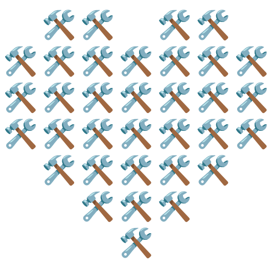 hammer and wrench and red heart